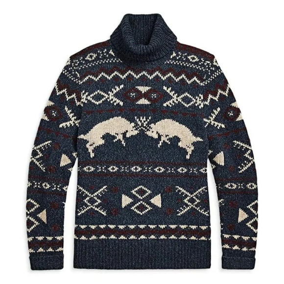 Polo Ralph Lauren Men's Blue Fair Isle-Knit Wool Blend Sweater Size L MSRP $498 - Picture 1 of 8
